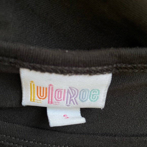 LuLaRoe Black Bell Sleeve Ruffle Hem Soft Knit Dress Womens Oversize Small - Picture 8 of 10